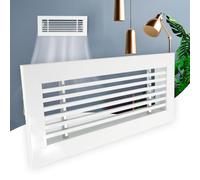 Grille de ventilation rectangulaire blanche à lame linéaire à 0 degrés Grilles d'impulsion horizontale Conduits d'air central Aluminium Résistant (400x100 mm)