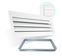 Grille de ventilation rectangulaire blanche avec lame incurvée horizontale pour climatisation avec cadre pour conduits de climatisation (300x100 mm)