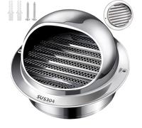 Grille de Ventilation Ronde en Acier Inoxydable 304, avec Grille en Maille, Grille D'AéRation pour Sortie D'Air Mur, Plafond, Camping-Car, Sol, Grille Aeration Argent(120 mm/4.7in)
