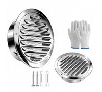 Grille de Ventilation Ronde Murale avec Maille et Protection Anti-pluie | Inox 201 Lames Inclinées et Montage Par Vis pour Extraction de Cuisine Ou Salle de Bain en Maison(Silver,130mm=5.1in)