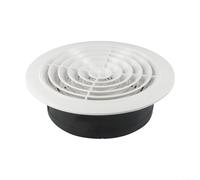 Grille de ventilation ronde réglable en ABS avec bouton de commande rotatif pour salle de bain, bureau, chambre - Système d'air frais - Fixation murale au plafond - Blanc - 75-200 mm (125 mm)