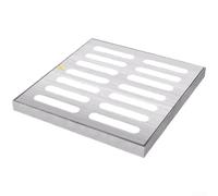 Grille de vidange avec cadre en acier inoxydable, couvercle carré pour jardin, terrasse, garage, évacuation de sol pour eau de pluie robuste avec débit efficace, argenté, 200 x 200 mm (300 x 300 mm)