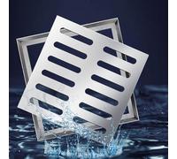 Grille de vidange carrée en acier inoxydable pour l'extérieur - Grande grille de drainage d'eau de pluie pour trous d'homme, trottoirs, béton et jardin (60 x 60 x 3 cm)