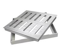 Grille de vidange d'extérieur en acier inoxydable avec cadre - Couvercle de canal d'eau de pluie robuste à double rangée de trous pour cuisine et rue - 250 x 250 x 20 mm
