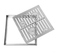 Grille de vidange en acier inoxydable pour drainage extérieur - 200 x 200 mm et 300 x 300 mm avec cadre, finition brossée antidérapante, pluie (200 x 200 x 20 x 2 mm)