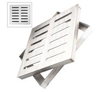 Grille de vidange en acier inoxydable pour évacuation de l'eau de pluie extérieure, 200 x 200 mm ou 300 x 300 mm avec finition brossée antidérapante, drain de sol robuste et résistant à la rouille