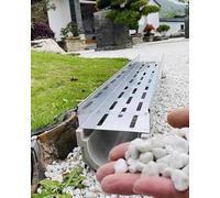 Grille de vidange en forme de U pour canalisations de tranchée - Kit de grille rectangulaire pour tuyaux de descente, trottoirs et clôtures avec pierres et galets