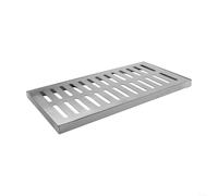 Grille de vidange rectangulaire en acier inoxydable avec cadre, design antidérapant à double lattes pour terrasse, jardin, allée, piscine, 200 x 300 mm ou 200 x 400 mm, argenté (200 x 400 x 20 x 2 mm)
