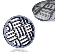 Grille de vidange ronde de rechange en fonte de 30,5 cm - Couverture de tranchée robuste, grille d'égout noire pour une utilisation en extérieur (55 x 3 cm)