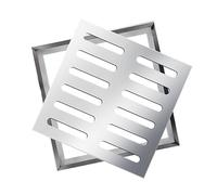 Grille d'égout carrée en acier inoxydable - 250 x 250 mm - Couvercle de vidange avec cadre - Grille de drainage d'eau de pluie durable - Couvercle de puits d'égout robuste pour une utilisation en