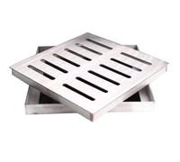 Grille d'égout extérieure, couverture de grille en acier inoxydable, crépine de drainage de sol de garage for patio, allée, piscine, douche de jardin, inverseur de canalisation extérieur(250x250x30mm)