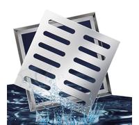 Grille d'évacuation Carrée, Caniveau Extérieur, Grille Caniveau, Acier Inoxydable 304, pour Extérieur, Jardin, Rue(15x15x2cm(5.90x5.90x0.79in))