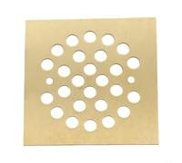 Grille d'évacuation de douche carrée en acier inoxydable - 10 x 10 cm - Grade 304 - 1,8 mm d'épaisseur avec trous de 10 mm - Pour salle de bain - Noir (carré - doré)