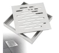 Grille d'évacuation en acier inoxydable avec cadre - 200 x 200 x 20 mm - Grille de drainage carrée antidérapante et anti-obstruction - Pour jardin, terrasse, salle de bain, terrasse et fontaine d'eau