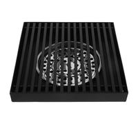 Grille d'Évacuation Extérieure Carrée 15x15x4,5cm en Acier noir | Structure Renforcée, Ouverture Large, Motif Antidérapant, pour Entrée de Garage, Places et Caniveaux de Pierre