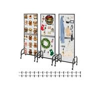 Grille d'Exposition Sur Pied 60x40x164cm Avec Roulettes et 30 Crochets Noir 3PCS