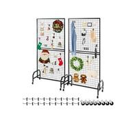 Grille d'Exposition Sur Pied 89,8x179,8cm Capacité 20kg Avec Roulette et 20 Crochets