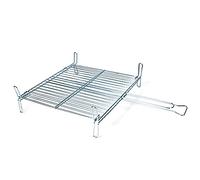 Grille double en acier pour barbecue 50 x 50 cm. Grille grill portable avec pieds carrés, rôti de poisson, viande. Idéal pour jardin, camping, camping