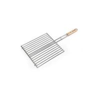 Barbecook Grille barbecue double rectangulaire, Acier Chromé/Bouleau FSC, 36 x 34 cm