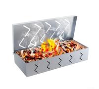 Grille en acier inoxydable avec couvercle rabattable à 90 degrés offrant une meilleure circulation de l'air et un chargement pratique des copeaux de bois pour un barbecue savoureux