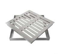Grille en acier robuste antidérapant de 300 mm (300 x 300 x 30 x 3 mm) | Taille 200 x 200 mm, trous à double rangée, drainage rapide, acier résistant à la rouille, utilisation en extérieur sur la