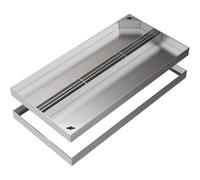 Grille et cadre de vidange d'eau de pluie en acier inoxydable, couvercle caché, design intégré, capacité de charge de 80 kg pour extérieur, trottoir, 30 x 60 x 5 cm