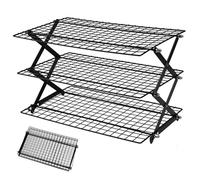 Grille Four Empilable,Grille de Refroidissement Rectangulaire Antiadhésif,réglable Ensemble de Grilles de Refroidissement pour Grillades,Gaufres,Tartes,Pain,Biscuits,Cupcakes (Trois couches)