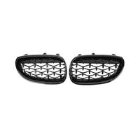 Grille frontale forme noir brillant Pour BMW Pour M5 E60 E61 325i 2004-2009 Pare-chocs Avant Chrome Diamants Grilles De Capot Calandre Avant(Diamond-Glossy Black)