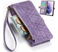 Grille Géométrique Coque avec Oppo A5x 2025, Fermeture éclair Poche, Boutons et Fente pour Carte Cover pour Oppo A5x 2025-04