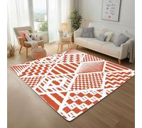Grille Geometrique Orange Tapis Salon 180x240cm Moderne Texture Geometrique Rectangulaire Rug Lavable Antidérapant Poils Ras Moelleux Tapis D'entrée Intérieur, Moquette Chambre, Descente de Lit