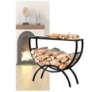 Grille incurvée et support à bûches en métal pour utilisation en intérieur/extérieur, rangement durable du bois de chauffage (100 x 120 x 35 cm), parfait pour les feux confortables