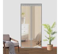 Grille magnétique pour porte moustiquaire réversible avec ouverture latérale gauche et droite - Large modèle - Pour portes coulissantes et portes-fenêtres - Gris - 95 x 190 cm (l x H)