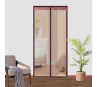 Grille magnétique pour porte moustiquaire réversible avec ouverture latérale gauche et droite - Large modèle - Pour portes coulissantes et portes-fenêtres - Marron - 175 x 190 cm (l x H)