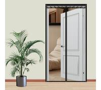 Grille magnétique pour porte moustiquaire réversible avec ouverture latérale gauche et droite - Large modèle - Pour portes coulissantes et portes-fenêtres (noir, 190 x 275 cm (l x H)