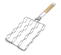 Grille Maïs BBQ Extérieur Pliable - Râteau Transportable Saucisses Maïs Gril | Acier Inoxydable Pinces Polyvalentes Épis, Fixation Encastrée Maniement Simple, Jardin Camping Pique-nique Cuisson