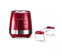 De'Longhi Active Line CTLA2103.R Grille-pain 2 fentes avec 7 niveaux de bronzage, réchauffage, décongélation, position extra haute 800 W Rouge