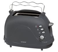 Bomann, TA246CB-gris, Grille Pain, Toaster automatique, Grille-pain à 2 tranches-600/700 W, décongélation, toaster et réchauffage, tiroir ramasse-miettes amovible, Gris