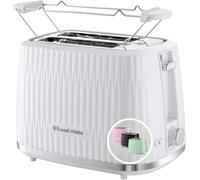 Grille-Pain 2 Fentes Larges (6 Niveaux De Brunissage,Surélévation,Dégivrage,Réchauffe-Viennoiseries,Arrêt Automatique,Ramasse-Miettes Amovible,Design Texturé Blanc) Eden 27370-56