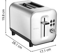 Grille-Pain 2 Fentes Larges, Inox Brossé Premium, 8 Réglages Température, Remontée Extra-Haute, Tiroir Ramasse-Miettes, Excellence Kh682D10