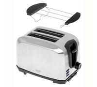 Grille-pain 2 Tranches, 2 Fentes, 3 Fonctions, 7 Niveaux de Grillage, Acier Inox 1000W Argent Adler AD3222