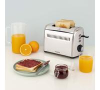 Grille Pain 2 Tranches Tos9 Fentes Larges 40Mm Inox Vintage,7 Niveaux Brunissage,Décongélation,Rapide Uniforme,Remontée Extra-Haute,Pain,Muffin,Bagel,Nettoyage Facile,950W
