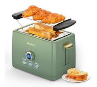 Grille-pain 2 Tranches - ZACHVO avec Support à Viennoiseries, 6 Niveaux de Dorage, 850W, Tiroir Ramasse-Miettes Amovible, Écran LED, Fonction High Lift, Réchauffage, Décongélation, Arrêt