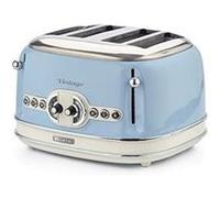 ARIETE Grille-pain 4 Fentes 1600W Ramasse-miettes Amovible Bleu Rétro