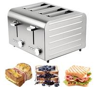 Grille-pain 4 Tranches À Fentes Larges, Grille-pain Commercial Entièrement Automatique À Ressort, Plateau Ramasse-miettes Amovible, 7 Niveaux De Brunissage, 220 V(4 piezas)