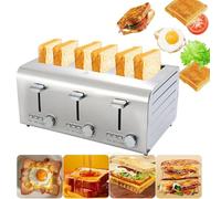 Grille-pain 4 Tranches À Fentes Larges, Grille-pain Commercial Entièrement Automatique À Ressort, Plateau Ramasse-miettes Amovible, 7 Niveaux De Brunissage, 220 V(6 piezas)