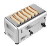 Grille-pain 6 tranches en acier inoxydable, fentes extra-larges for bagels, grille-pain professionnel en acier inoxydable, machine à pain avec minuterie et plateau ramasse-miettes
