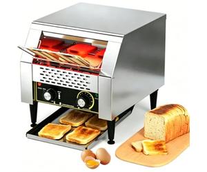Grille-pain À Convoyeur Commercial 300 Tranches Par Heure, 1300W, Acier Inoxydable avec 7 Niveaux de Brunissage, pour Pain, Restaurant, Boulangerie