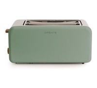CREATE/TOAST RETRO XL/Grille-pain Verde Sauge / 6 niveaux de puissance, tiroir ramasse-miettes, thermostat, décongélation, réchauffage, 2 fentes pour tranches larges, 1500W