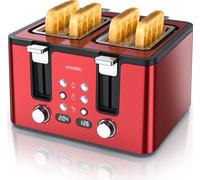 Grille-pain Arendo, 4 fentes courtes, pour 4 tranches, 1750 W, automatique, acier inoxydable, double paroi thermo-isolante