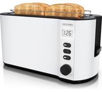 Grille-pain Arendo 4 tranches, Fente longue, Fente longue, Acier inoxydable, 1500W, Écran avec affichage du temps restant, Support à petits pains, Fonction dégivrage, Boîtier thermo-isolant, Blanc
